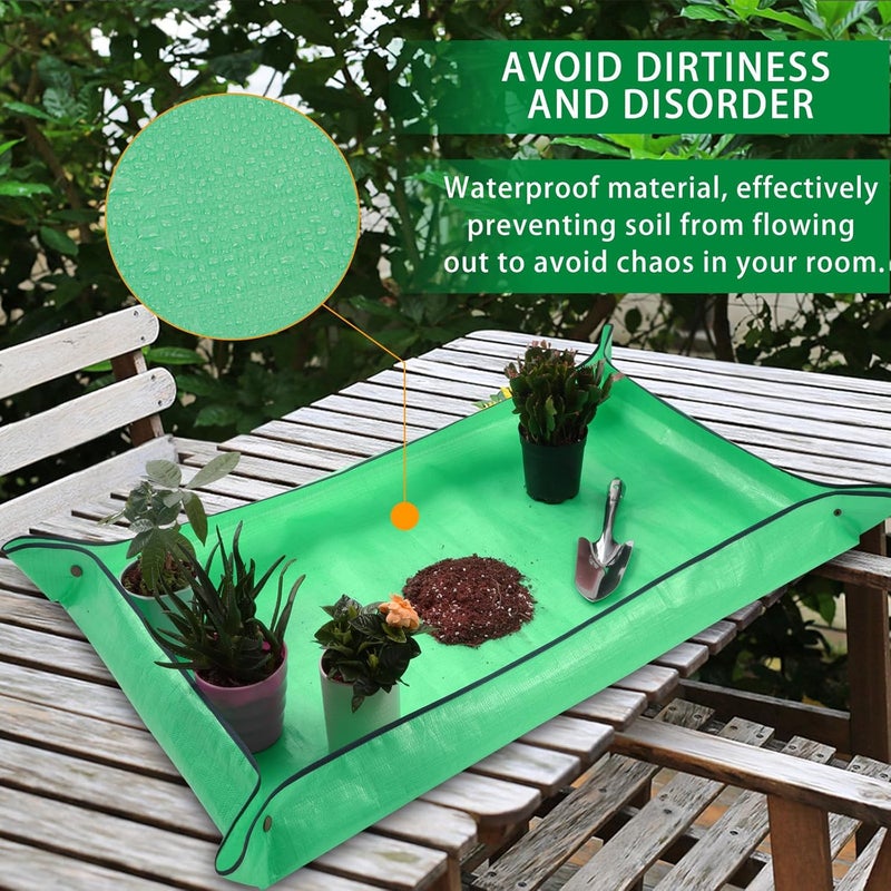 WondMall Plant Repotting Mat,Extra Large Waterproof Potting Mats,Foldable Potting Mat for Indoor Plant Transplanting and Dirt Control,Portable Gardening Mats for Repotting(43''*30'',Green) - Image 5
